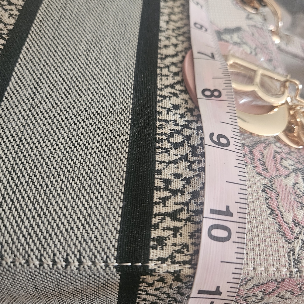 Floral Pink Accent Tote Bag with Gold Hardware - Picture 10 of 11